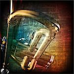 abstract music grunge vintage background with trumpet