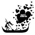 Vector isolated typography design element for greeting cards and invitations. Hand drawn inspirational and encouraging quote. Girl in boat with hearts.