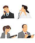 Vector illustration of a four businessmen at office