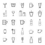 Drink line icons on white background, stock vector