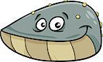 Cartoon Illustration of Funny Mussel Mollusk Sea Animal