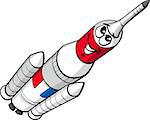 Cartoon Illustration of Funny Space Rocket Comic Character