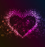 Vector dark background with a heart of musical notes
