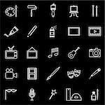 Art line icons on black background, stock vector