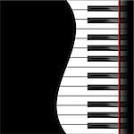 Template with piano keyboard on black background. Vector illustration