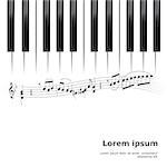 piano poster background template. keyboard with music notes. vectorillustration