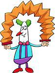 Cartoon Illustration of Funny Clown Circus Performer with Accordion