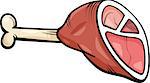 Cartoon Illustration of Ham or Haunch Meat Food Object Clip Art