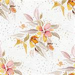 Seamless pattern with watercolor flowers  in pastel tones.