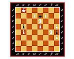 chess board with figures testify mate in three moves