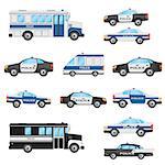 Set of police vehicles on the white background. Also available as a Vector in Adobe illustrator EPS 8 format, compressed in a zip file.