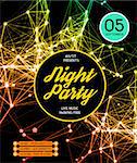 Night Disco Party Poster Background Template - Vector Illustration