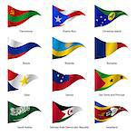 Set  Flags of world sovereign states triangular shaped. Vector illustration.