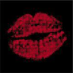Halftone red attractive woman lips, vector illustration