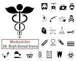 Set of 24 Medical icons in Black Color.