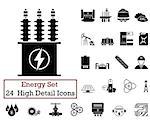 Set of 24 Energy Icons in Black Color.