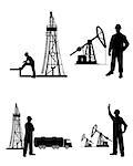 Vector illustration of a silhouette oilman background in infrastructure