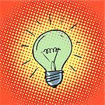 Light bulb electricity symbol ideas retro style pop art