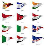 Set  Flags of world sovereign states triangular shaped. Vector illustration.