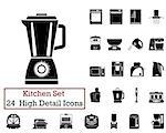 Set of 24 Kitchen Icons in Black Color.