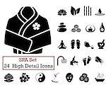 Set of 24 SPA Icons in Black Color.