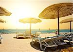 Sandy beach near red sea at sunset