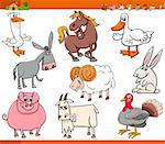 Cartoon Illustration Set of Funny Farm Animals Characters