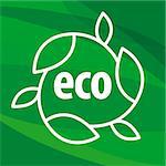 eco vector logo in the shape of the leaves on a green background