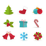 Vector Christmas icons on a white background