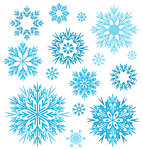 Vector illustration of snow flakes by different