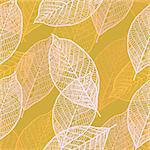 Seamless texture with vintage ornamental leaves. Vector pattern