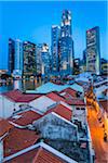 Boat Quay and Skyline at Dusk, Central Region, Singapore