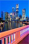 Elgin Bridge over Singapore River with Skyline at Dusk, Central Region, Singapore