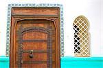 Traditional Moroccan decorative wooden door, Tangier, Morocco, North Africa, Africa