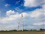 Construction of wind turbine, Alpen, Wesel, North Rhine-Westphalia, Germany