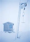 Empty ski lift at winter