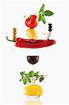 Fruit, vegetables, olive oil and wine balancing