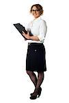 Businesswoman with a document folder wearing eyeglasses