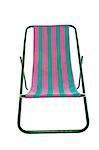 Isolated striped deckchair over white background.