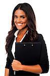 Female executive in formals holding business files