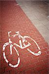 Bicycle road sign painted on the pavement