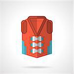 Flat color design vector icon for red rescue jacket on white background.