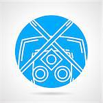 Abstract round blue vector icon with white line sushi set on gray background.