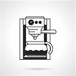 Black vector icon for coffee maker machine with transparent coffee pot on white background.