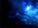 A beautiful space scene with stars and nebula of blue color
