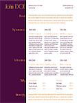 Simplistic curriculum vitae cv resume template design with purple stripe