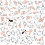 Vector illustrations pack of cartoon hands in various gestures.