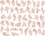 Vector illustrations pack of cartoon hands in various gestures.