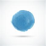 Blue hand drawn watercolor circle. Vector design element.