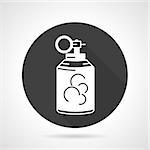 Single black round flat style vector icon with white silhouette ink or gas hand grenade on gray background.